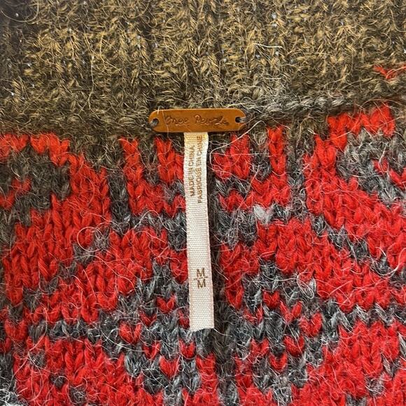 Free People Alpaca Wool Blend Button Front Cardigan Sweater Grey Medium - Picture 7 of 10